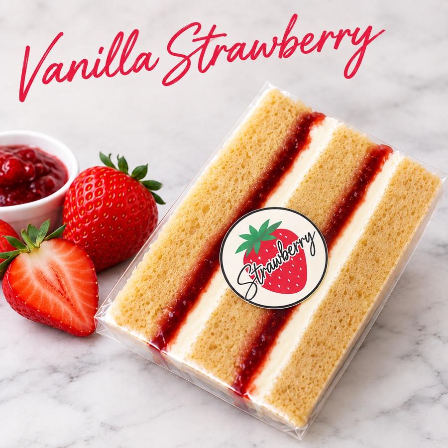 Vanilla Strawberry cake slices